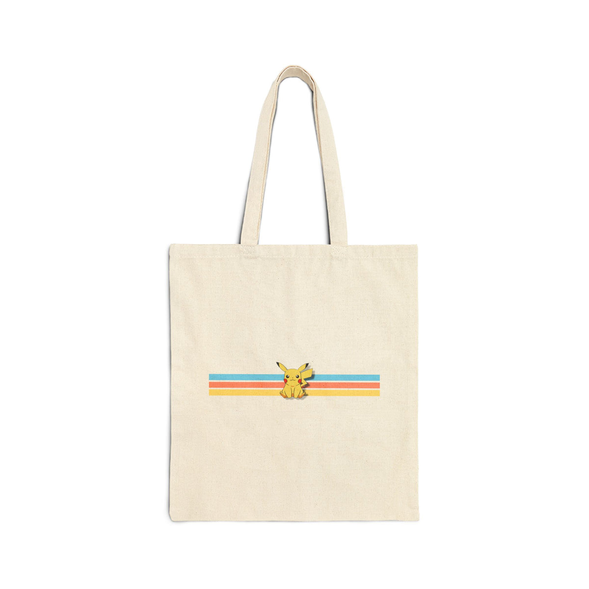 Cute Electric Baby Tote Bag - Retro Stripe Graphic Cotton Canvas Tote