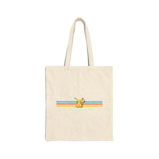 Cute Electric Baby Tote Bag - Retro Stripe Graphic Cotton Canvas Tote