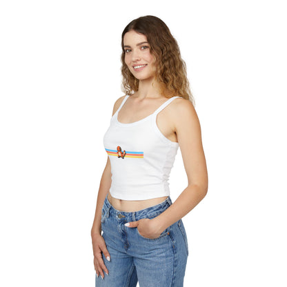 Cute Fire baby Stripe Crop Tank Top — Retro Rainbow Charm