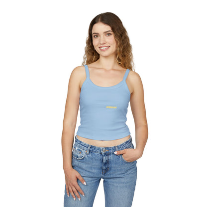 Cute Spiderpuff baby Stripe Crop Tank Top — Retro Rainbow Charm