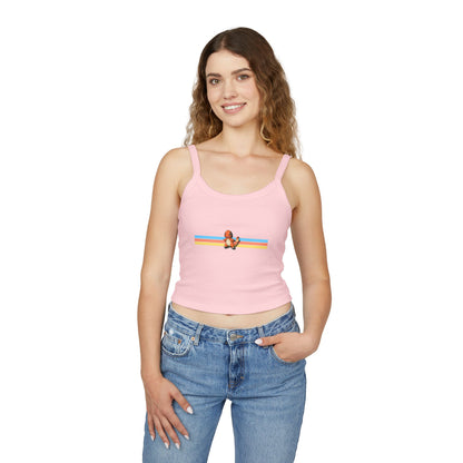 Cute Fire baby Stripe Crop Tank Top — Retro Rainbow Charm