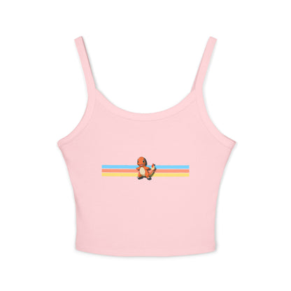 Cute Fire baby Stripe Crop Tank Top — Retro Rainbow Charm