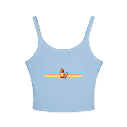 Cute Fire baby Stripe Crop Tank Top — Retro Rainbow Charm