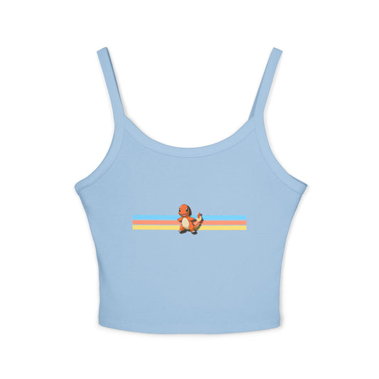 Cute Fire baby Stripe Crop Tank Top — Retro Rainbow Charm