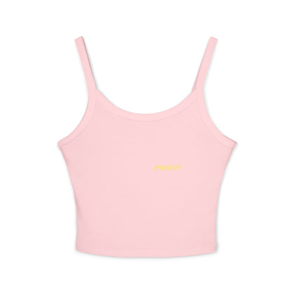 Cute Spiderpuff baby Stripe Crop Tank Top — Retro Rainbow Charm