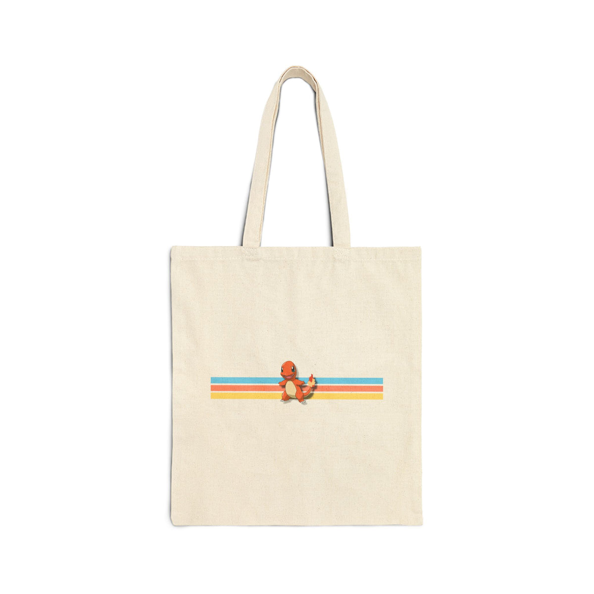 Cute Fire Baby Tote Bag - Retro Stripe Graphic Cotton Canvas Tote