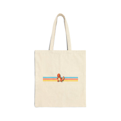 Cute Fire Baby Tote Bag - Retro Stripe Graphic Cotton Canvas Tote
