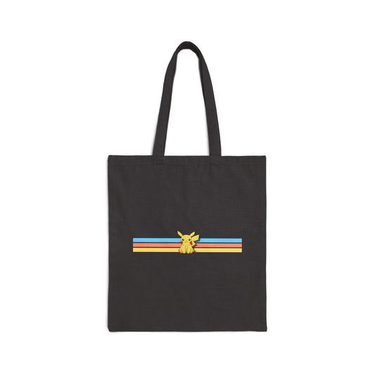Cute Electric Baby Tote Bag - Retro Stripe Graphic Cotton Canvas Tote