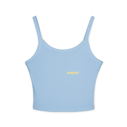 Cute Spiderpuff baby Stripe Crop Tank Top — Retro Rainbow Charm