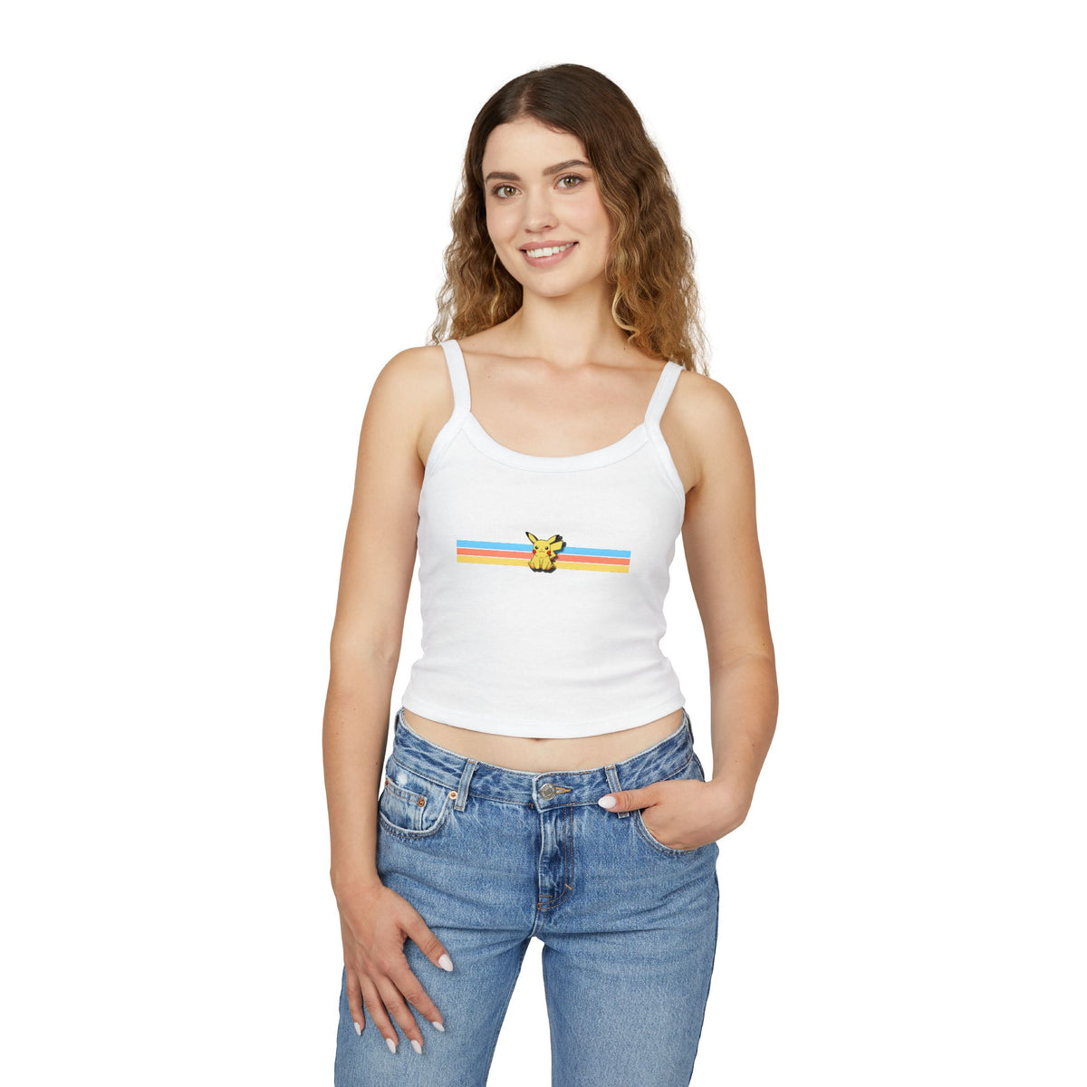 Cute Electric baby Stripe Crop Tank Top — Retro Rainbow Charm