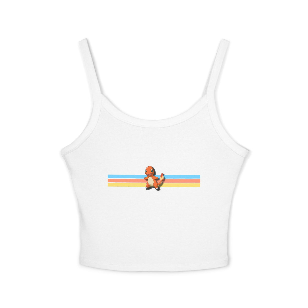 Cute Fire baby Stripe Crop Tank Top — Retro Rainbow Charm