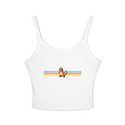Cute Fire baby Stripe Crop Tank Top — Retro Rainbow Charm