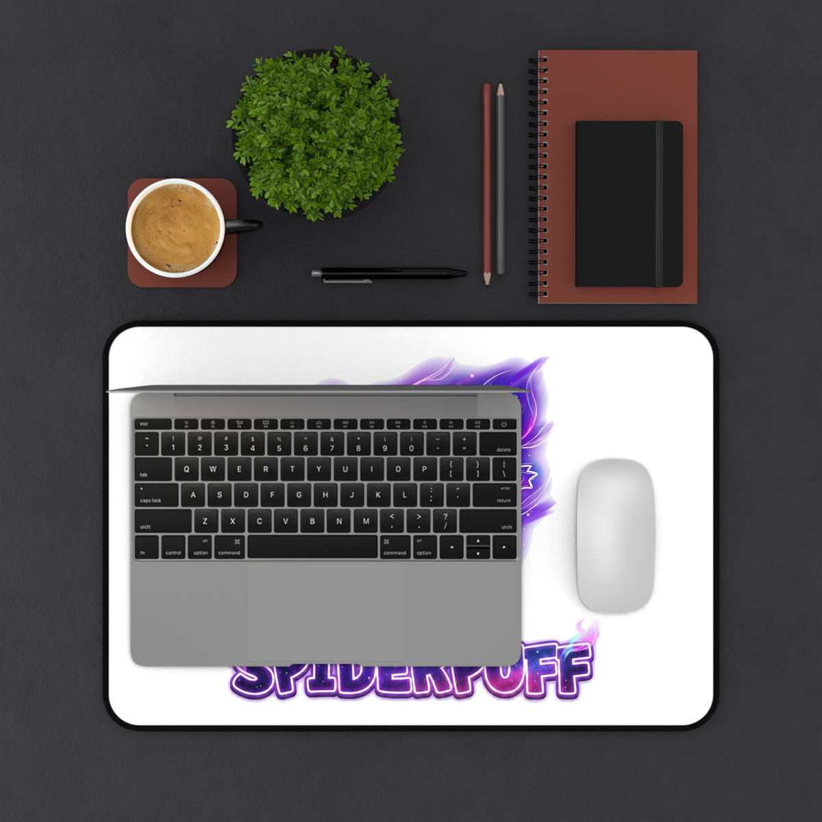 Ghost Spirit 'SPIDERPUFF' Gaming Desk Mat — Cosmic Neon Mouse Pad