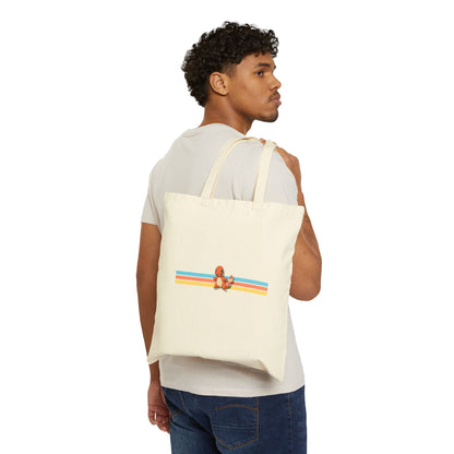 Cute Fire Baby Tote Bag - Retro Stripe Graphic Cotton Canvas Tote
