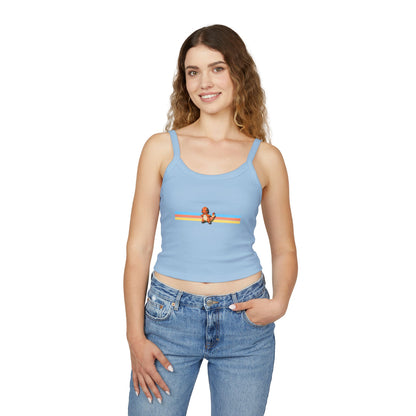 Cute Fire baby Stripe Crop Tank Top — Retro Rainbow Charm